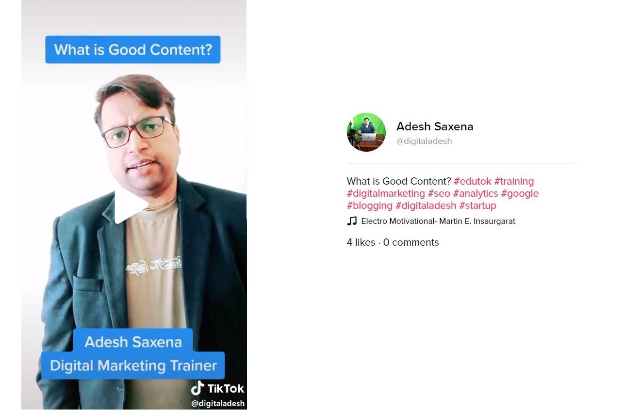 what is good content - tiktok adesh